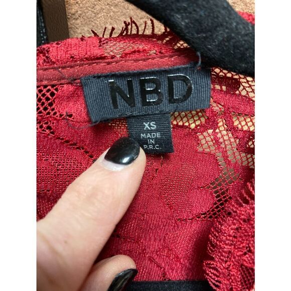 NBD X Revolve Built To Last Burgundy Lace Romper Size XS NWOT - Picture 5 of 7